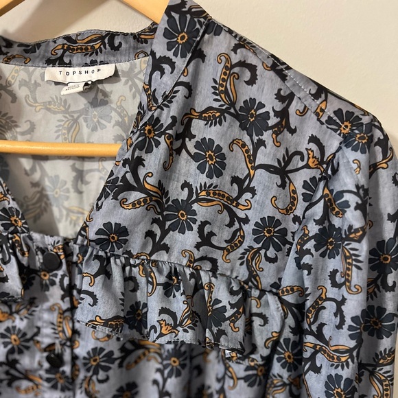 Top Shop Floral Silky Button Down Size 12 - Picture 3 of 10